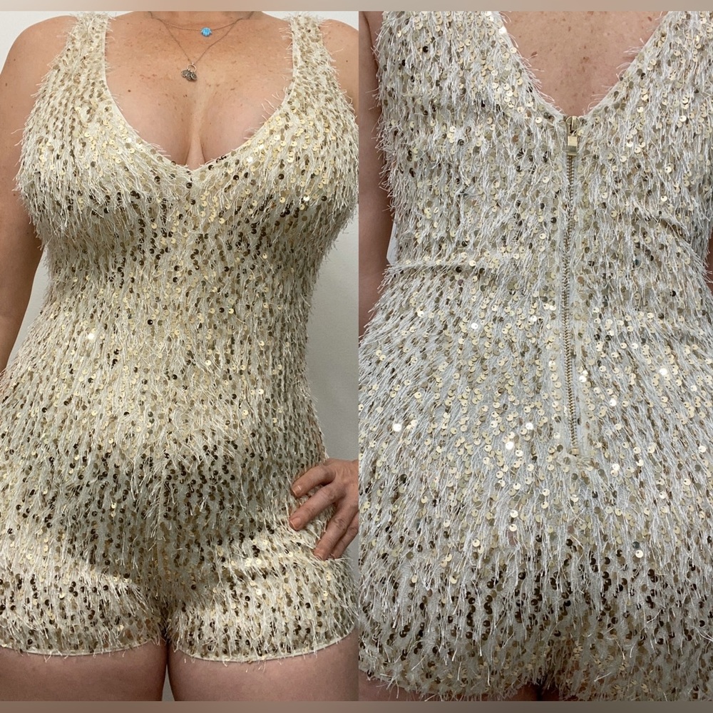 Fuzzy Sequin romper